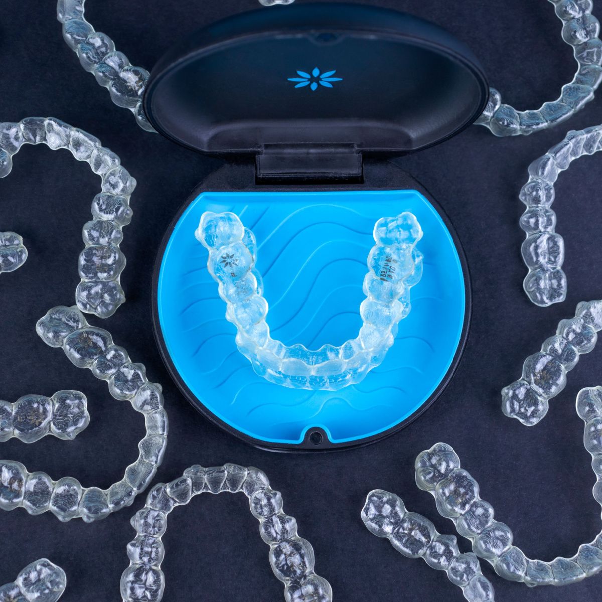 Invisalign stored in a case